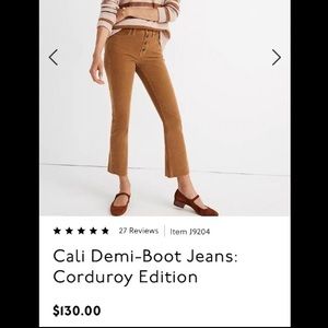 Madewell corduroy high-waisted pants. 23” waist and petite fit.